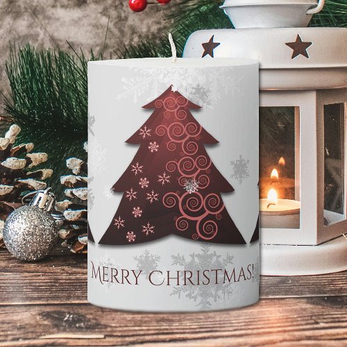 Red Festive Christmas Tree Pillar Candle