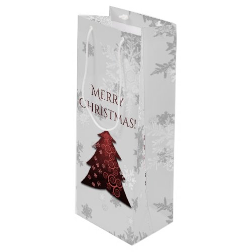Red Festive Christmas Tree Wine Gift Bag