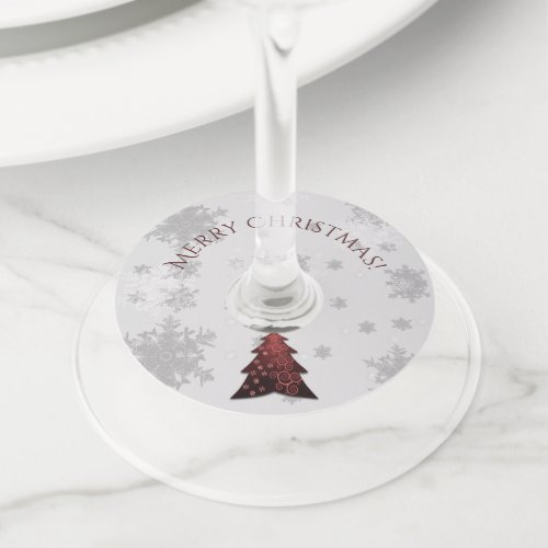 Red Festive Christmas Tree Wine Glass Tags