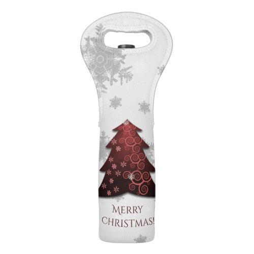 Red Festive Christmas Tree Wine Tote