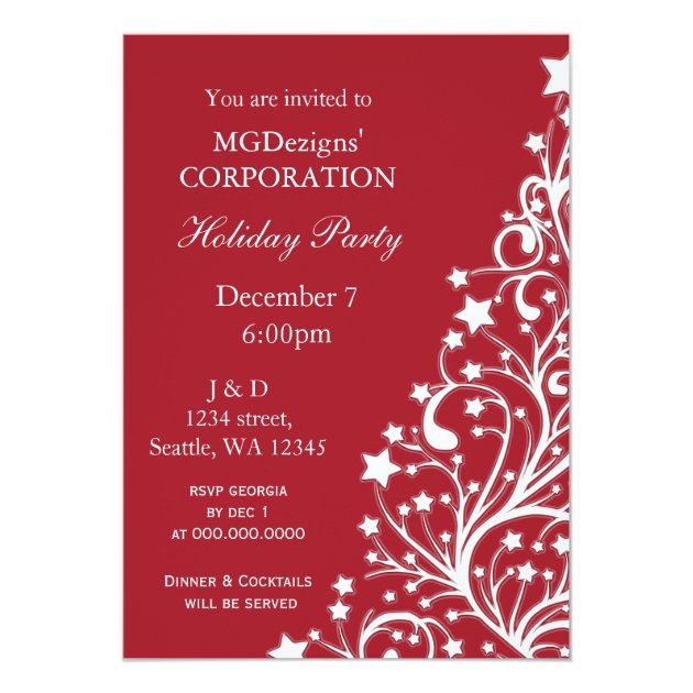 Red Festive Corporate Holiday Party Invites