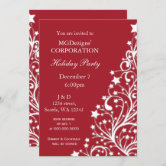 Gold Streamers & Champagne Christmas Invitation