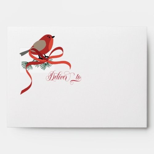 Red Festive Floral Elegant Christmas Holiday  Envelope