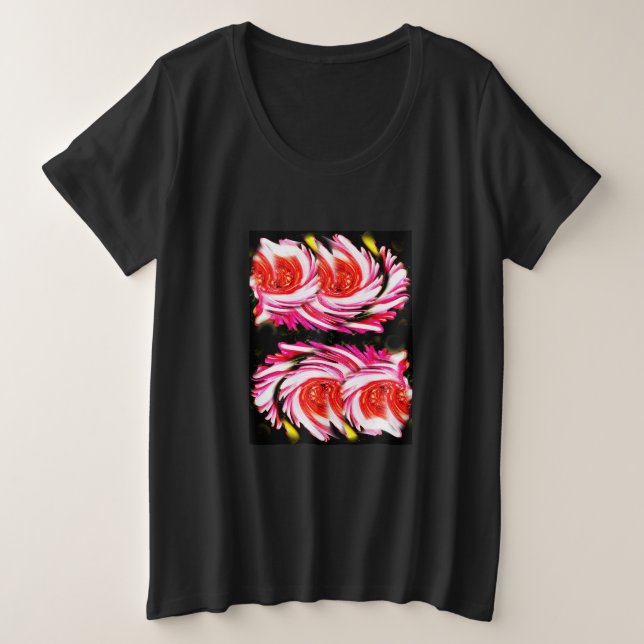 Red festive flowers plus size T-Shirt (Design Front)
