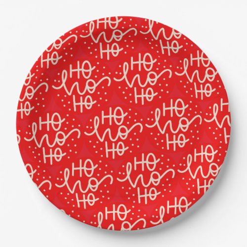 Red Festive Ho Ho Ho Christmas Holiday Paper Plates