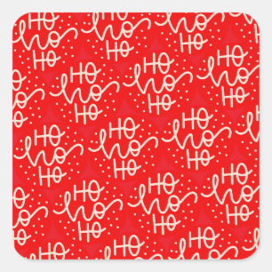Red Festive Ho Ho Ho Christmas Holiday  Square Sticker