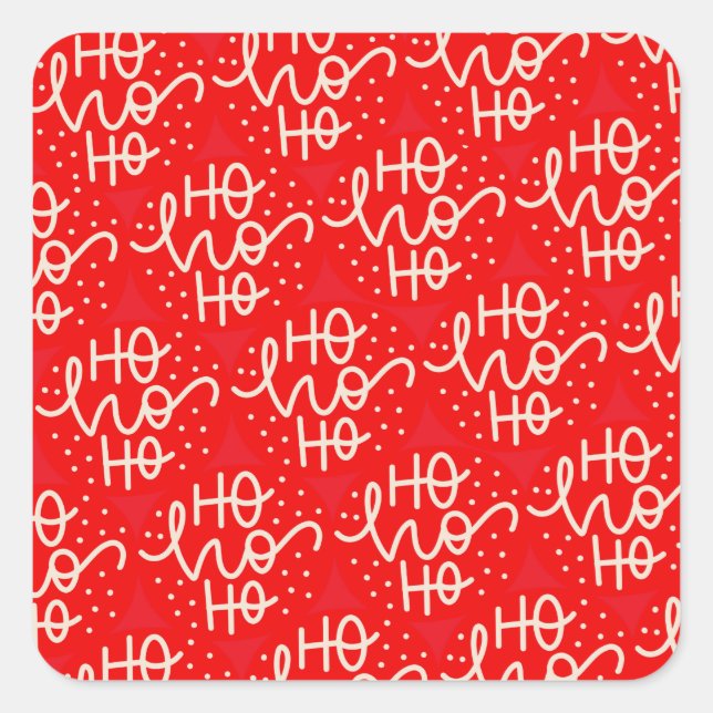 Red Festive Ho Ho Ho Christmas Holiday  Square Sticker (Front)