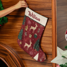 Red Festive Holiday Pattern | Christmas Stocking