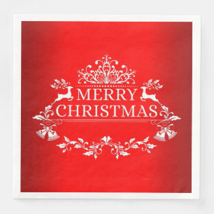 Red Festive Merry Christmas Paper Napkin