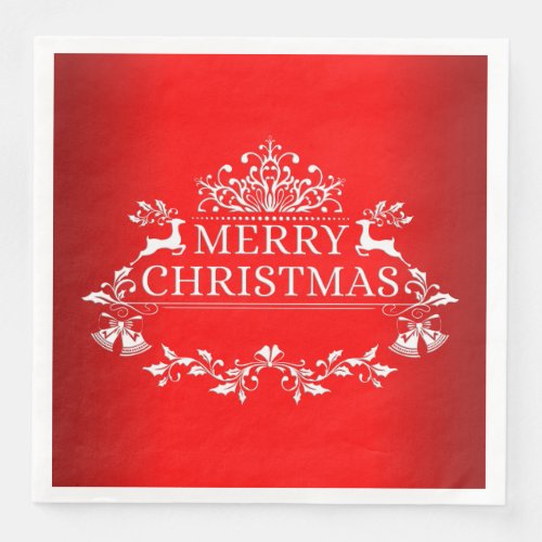 Red Festive Merry Christmas Paper Napkin