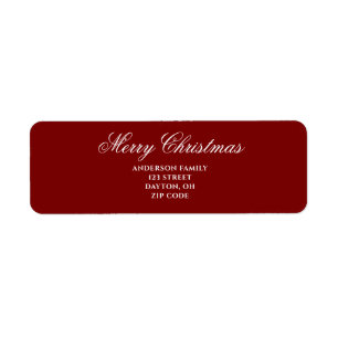 Red Festive Merry Christmas Return Address  Label
