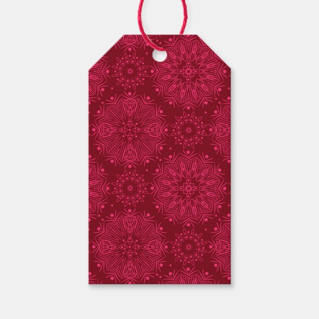 Red festive pattern gift tags (Front)