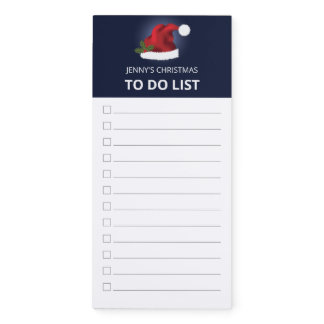 Red Festive Santa Hat On Blue - To Do List Magnetic Notepad