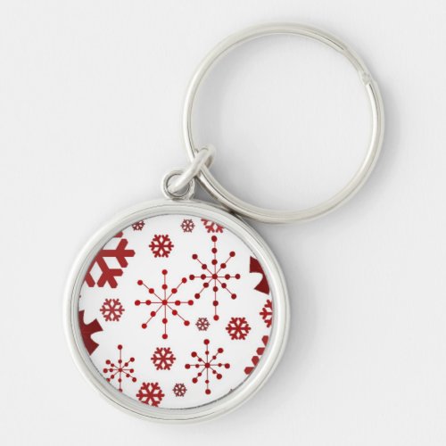 Red Festive Snowflakes Keychain