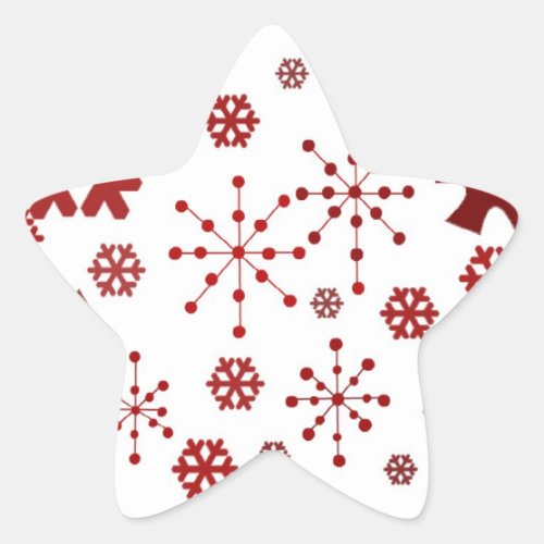 Red Festive Snowflakes Star Sticker