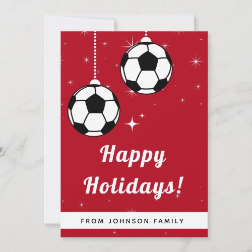 Red Festive Soccer Ball Ornament Hanging Sports  Holiday Card