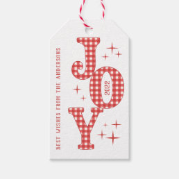 Red Festive Tartan New Year Gift Tags