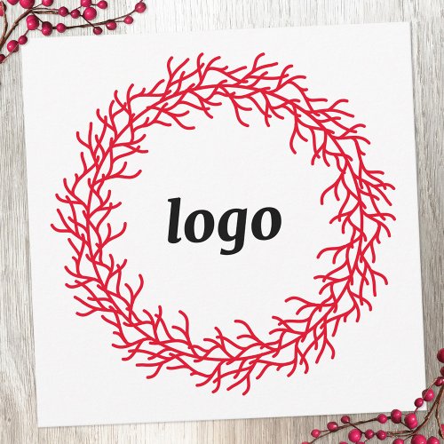 Red Festive Wreath Logo Business Holiday Card