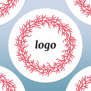 Red Festive Wreath Logo Business Holiday Classic Round Sticker