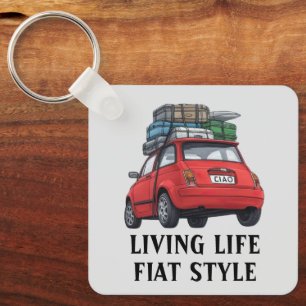 Red Fiat Car Keychain