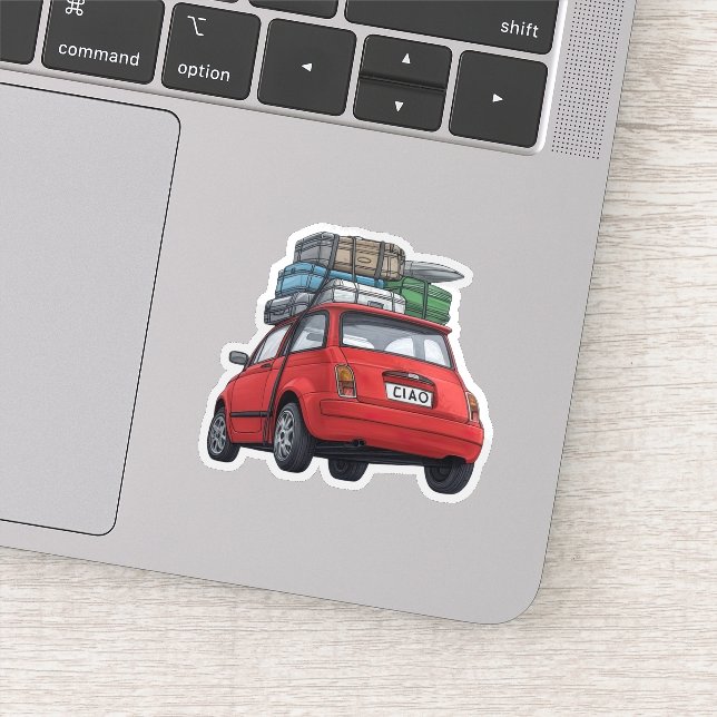 Red Fiat Car  Sticker (Detail)