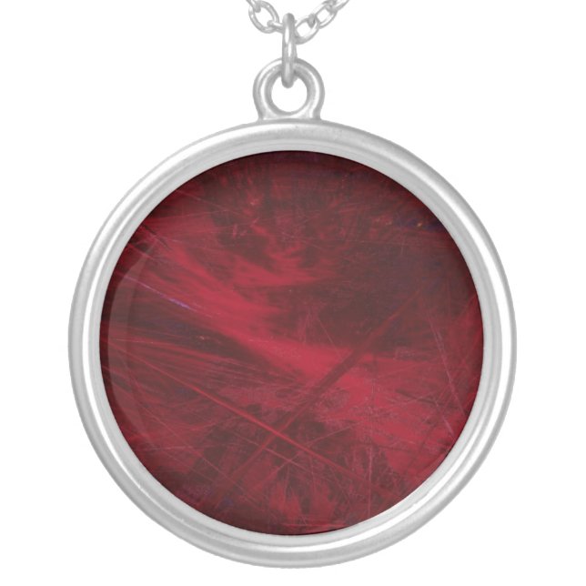 red fiber silver plated necklace (Front)