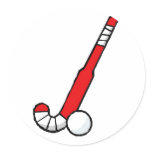 Red Field Hockey Stick Classic Round Sticker