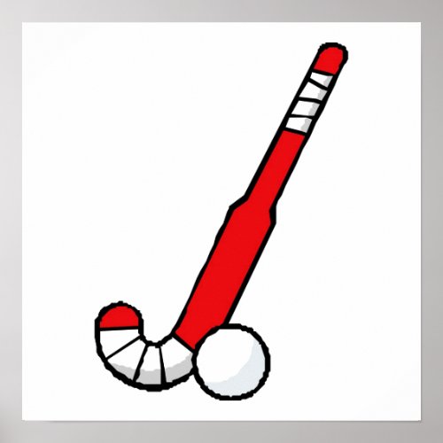 Red Field Hockey Stick Poster