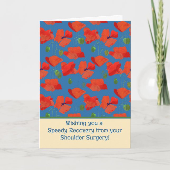 Red Field Poppies Get Well Shoulder Surgery Card (Front)