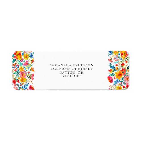 Red Fiesta Mexican Floral  Label