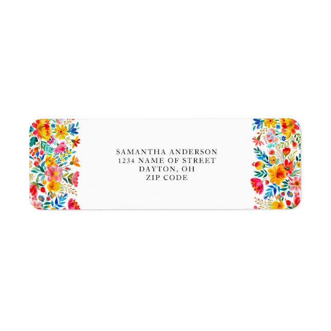 Red Fiesta Mexican Floral  Label (Front)