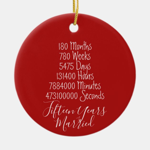 Red Fifteenth Anniversary 15th Ceramic Ornament