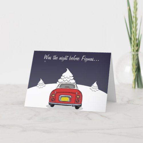 Red Figaro Car Happy Christmas Holiday Card