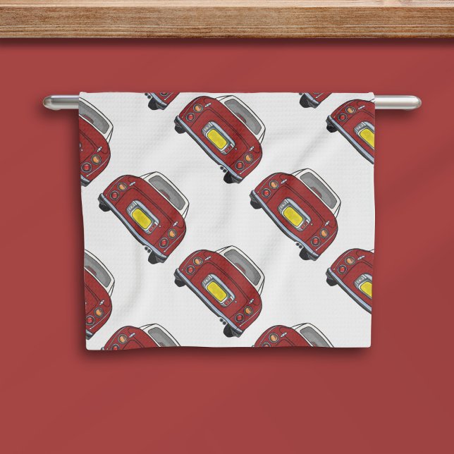 Red Figaro Car Pattern Figarations Kitchen Towel (If you love red figaro cars, or know someone who does, this is the kitchen towel for you)