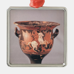 Red-figure krater depicting amazons and griffins metal ornament