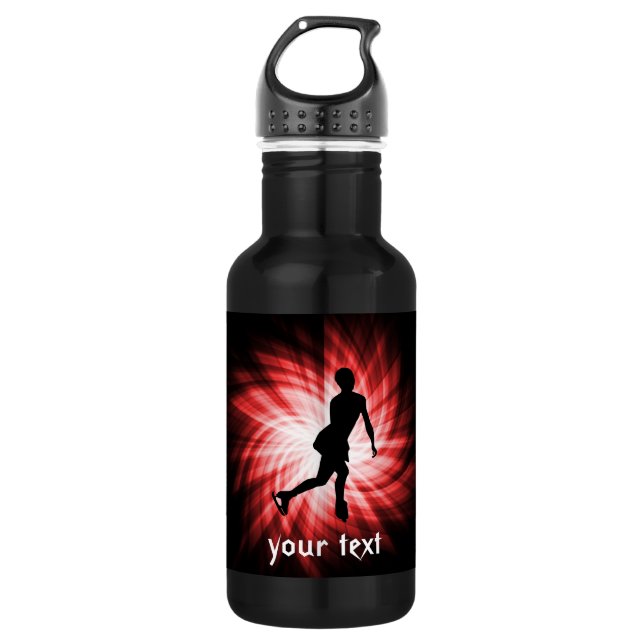 Red Figure Skating Stainless Steel Water Bottle (Front)