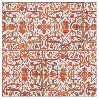Red Filigree Fabric by Cardgallery at Zazzle