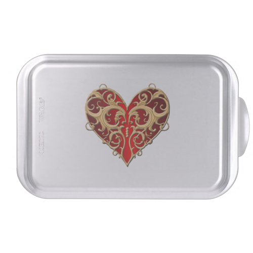 Red Filigree Heart Cake Pan