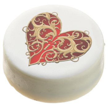 Red Filigree Heart Oreo Cookies by atteestude at Zazzle