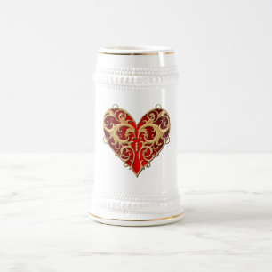 Red Filigree Heart Stein