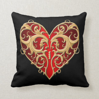 Red Filigree Heart Throw Pillow