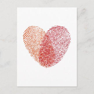 Red fingerprint heart design postcard