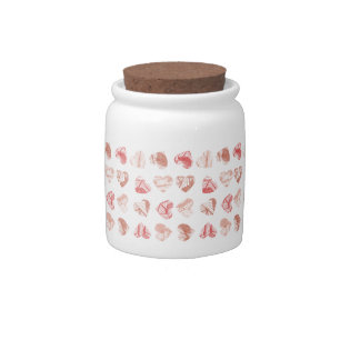 Red Fingerprint Hearts Pattern Valentines Day Candy Jar