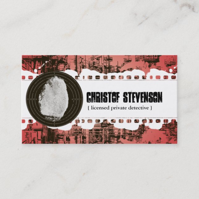 Red Fingerprint Private Detective Business Card (Front)