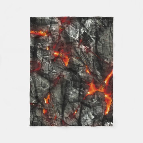 Red fire black stone fantastic abstract texture fleece blanket