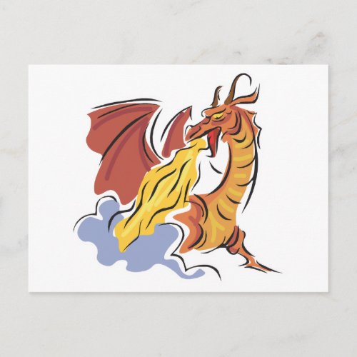 red fire_breathing dragon postcard