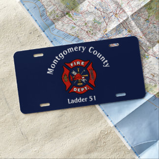 Red Fire Department Logo Custom  License Plate