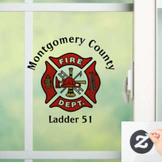 Red Fire Department Logo Custom Window Cling