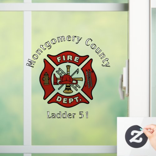 Red Fire Department Logo Custom  Window Cling