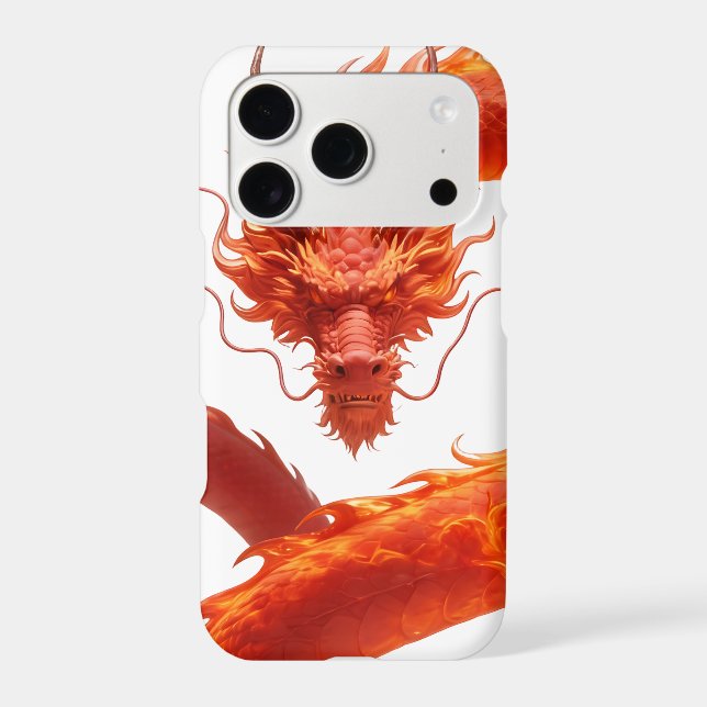 Red Fire Dragon Art | Mythical Flame Dragon Design iPhone Case (Back)